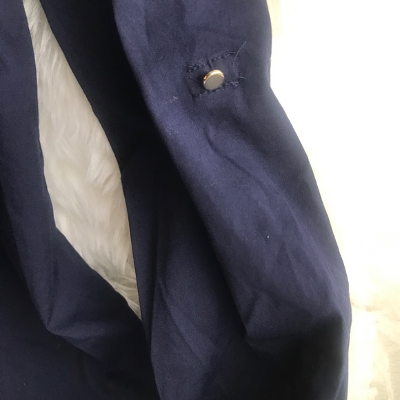 Zara navy half button down blouse xs - Picture 4 of 5